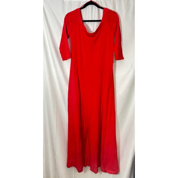 Free People Beach Carrie Midi Dress Atlas Red Large Off Shoulder Cotton Boho - Picture 2 of 6